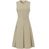 INSPIRE CHIC Women's Round Neck Sleeveless Zip Front Belted Fit Flare Work Dresses - 3 of 4