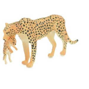 Collectible Wildlife Gifts | Cheetah Female with Cub, Museum Quality, Hand Painted, Rubber Animal, Diorama, Toy,  Gift,  5 Inches.  CH748 BB183 - 1 of 4