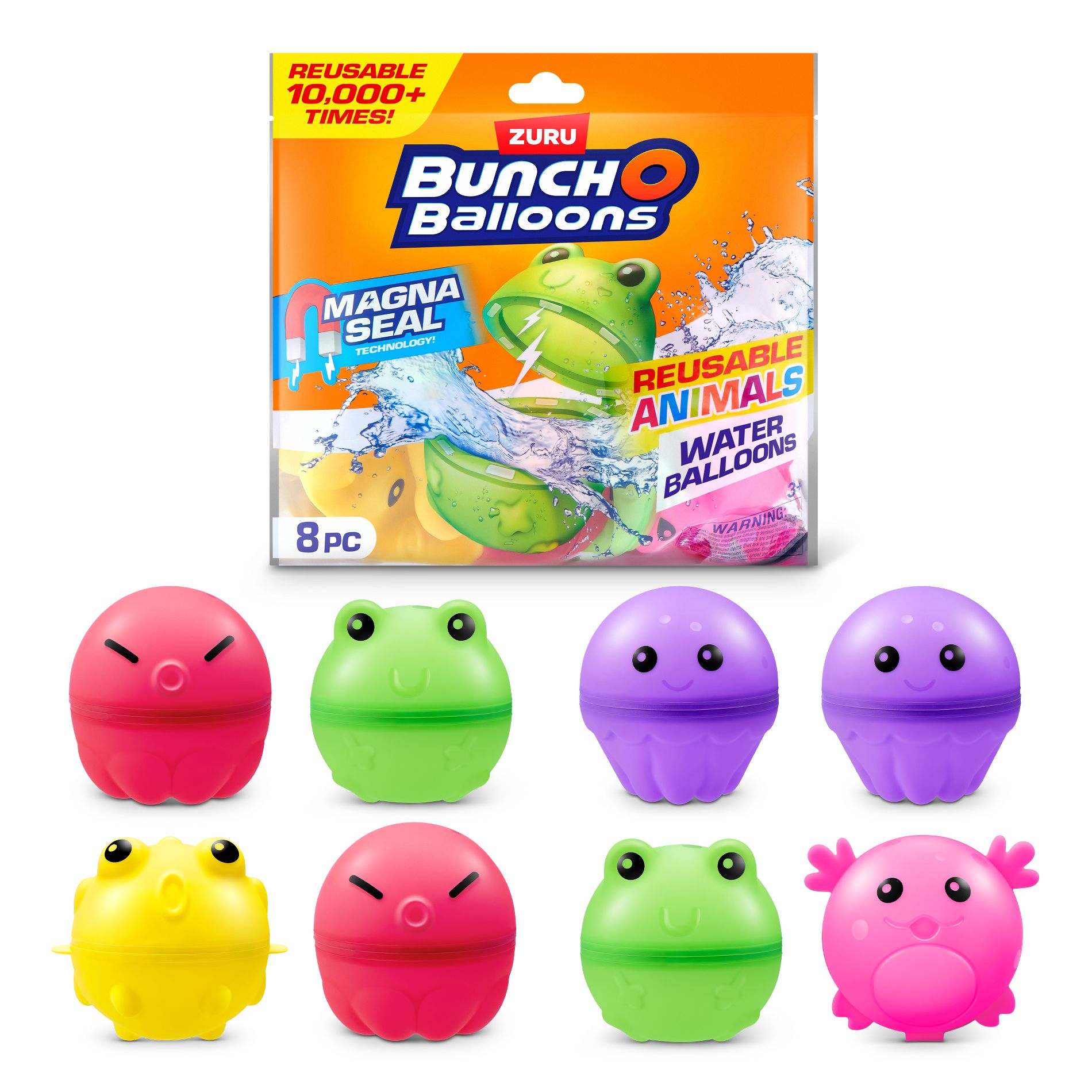 Bunch O Balloons Reusable Animal Printed Water Balloons Toys 8pc