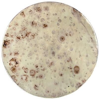 Contemporary Silver Metal Round Side Table, 22" Wide