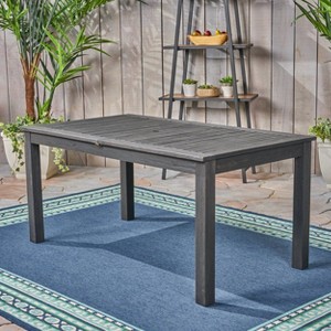 Okak Outdoor Expandable Dining Table Side Tables with Acacia Wood Frame Portable Patio End Table Outdoor&Indoor for Garden Balcony Yard Pool, Gray - 1 of 4