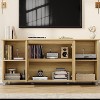 Jojoka TV Stand with Storage, 2 Rattan Cabinets & 4 Open Shelves TV Console,Brown - 3 of 4