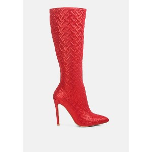 Tinkles Embossed High Heeled Calf Boots Women - 1 of 4