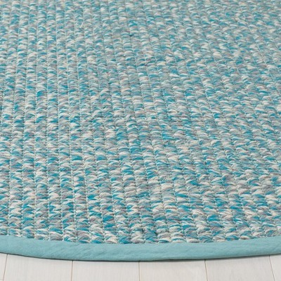 Coastal Charm Turquoise Multi Handwoven Cotton 6' Round Rug