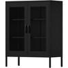HDZNVF Metal Storage Office Cabinet with Mesh Doors and Shelves, Multipurpose Storage Rack, 3-Tier Office Cabinet - 3 of 4
