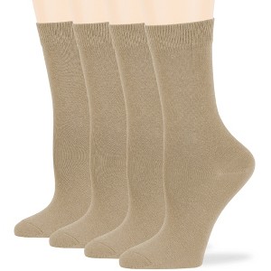 Women Cotton Solid Dress Socks - 4 Pack - Black, Brown, Blue, Grey, Beige  Khaki Shoe Size 5-9 M, 8-12 L | 7BIGSTARS KINGDOM - 1 of 4
