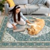 8x10 Rugs Non-Slip Boho Vintage  Area Rug, Low Pile Foldable Carpet  Machine Washable Grey-Green Rug with Rubber Backing - 3 of 4