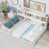 NicBex Full Size Wood Montessori Bed with Side Bookcase and Shelves,Floor Bed Frame with Safety Guardrails,Modern Toddler Bed for Bedroom,White - image 2 of 4