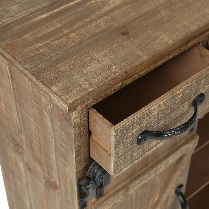 LuxenHome Rustic Wood Sliding Barn Door Storage Cabinet Brown, 5 of 16
