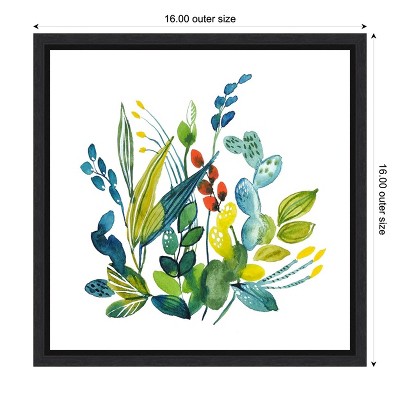 Colorful Floral Print on Canvas with Black Frame, 22.56 x 22.56 inches