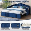KWPZQEB Twin Size Daybed with Adjustable Height Pop Up Trundle Twin Bed, Upholstered Sofa Bed with Charging Port & Side Pockets for Bedroom - 4 of 4