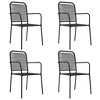 vidaXL Dining Set Black Steel Medium Durable Garden Dining Set - 63" Table Length 4 - 4 of 4