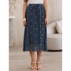 INSPIRE CHIC Women's Vintage Polka Dots Casual Pleated Elastic Waist Midi A-Line Skirts - 4 of 4