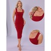 INSPIRE CHIC Women's Elegant Square Neck Sleeveless Waisted Ruched Bodycon Evening Party Midi Dress - 2 of 4
