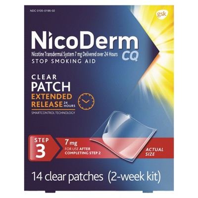 NicoDerm CQ Stop Smoking Aid Clear Patches Step 3 - 14ct