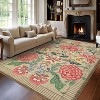 Washable Floral Rug, Soft Non-Slip, Low Pile, Stain Resistant—Ideal for Living Room, Bedroom, Dining, Office - 2 of 4