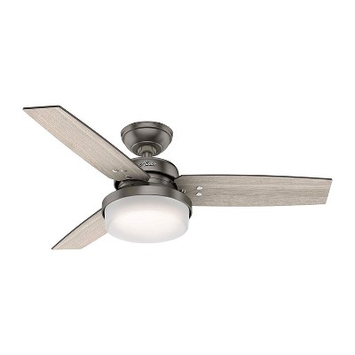 Hunter Fan Company Sentinel 44 Inch 3 Blade Multi Speed Metal Indoor Ceiling Fan with LED Lights and Universal Handheld Remote, Brushed Slate