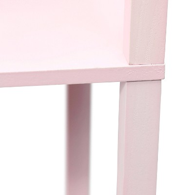 Elegant Light Pink Column Floor Lamp with Linen Shade and Display Shelves