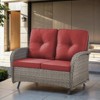 POCASSY 49.5" Wide Outdoor Glider Loveseat, All Weather Brown Wicker Rattan Patio Loveseat Glider for Porch Deck Garden - 2 of 4