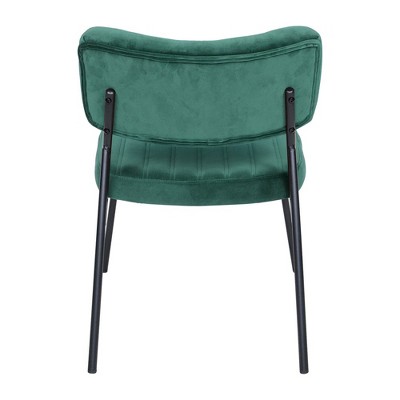 Emerald Green Velvet Accent Chairs with Metal Frame, Set of 2