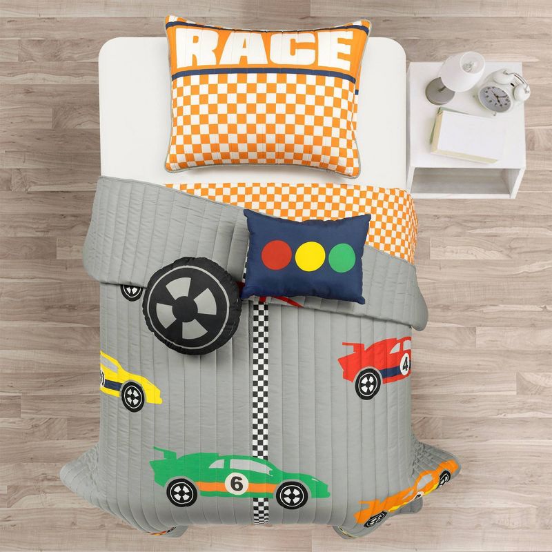 Kids' Racing Cars Reversible Oversized Quilt Bedding Set - Lush Décor, 3 of 14