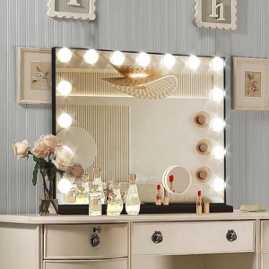 Vanity Mirror with Lights, 15 Dimmable Bulbs, 3 Color Lights,Make Up Lighted Mirror, USB Charging Port - 1 of 4