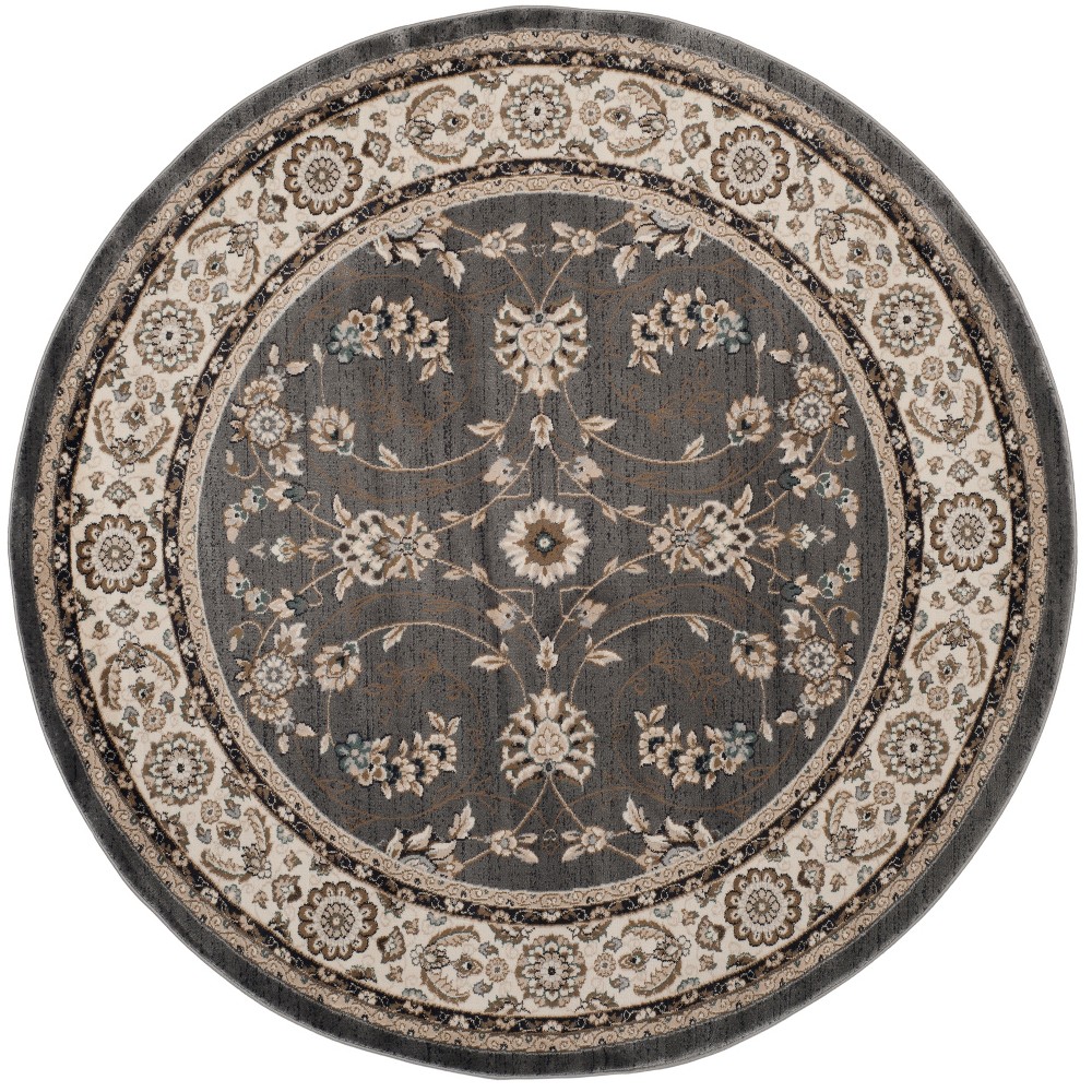 7'x7' Round Lupe Floral Accent Rug Gray/Cream Round - Safavieh