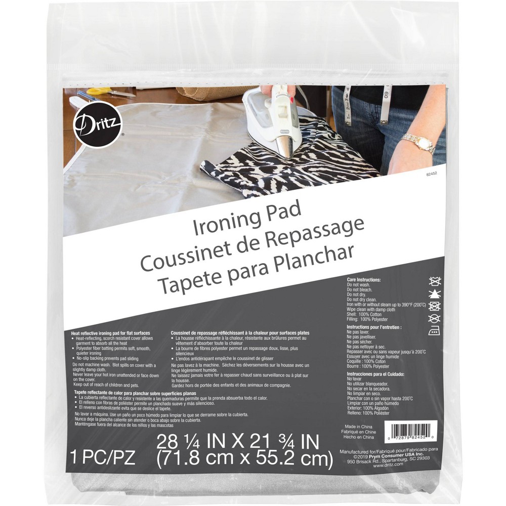 Dritz Clothing Care Ironing Pad No-Slip Backing: Gray Polyester & Cotton, Non-Slip Household Ironing Board Pad