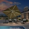PURPLE LEAF 10x10 Ft Cantilever Umbrella Square Solar Powered LED Outdoor Patio Umbrella with 360°Rotation Adjustable With Base - 2 of 4