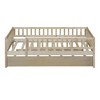 Twin Size Wood Daybed with Trundle and Fence Guardrails Gray - 3 of 4