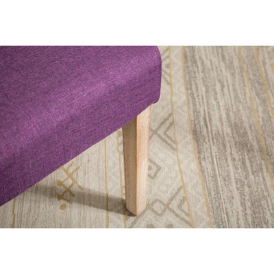 Purple Linen Upholstered Parsons Side Chair with Wood Legs