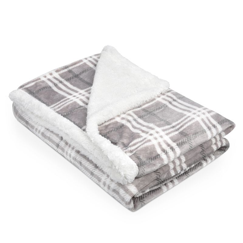 Catalonia Plaid Fleece Throw Blanket, Super Soft Warm Snuggle Christmas Holiday Throws for Couch Cabin Decro, Checkered, 50x60 inches, 5 of 9