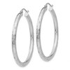 Black Bow Jewelry 3mm x 40mm 14k White Gold Textured Round Hoop Earrings - 2 of 4