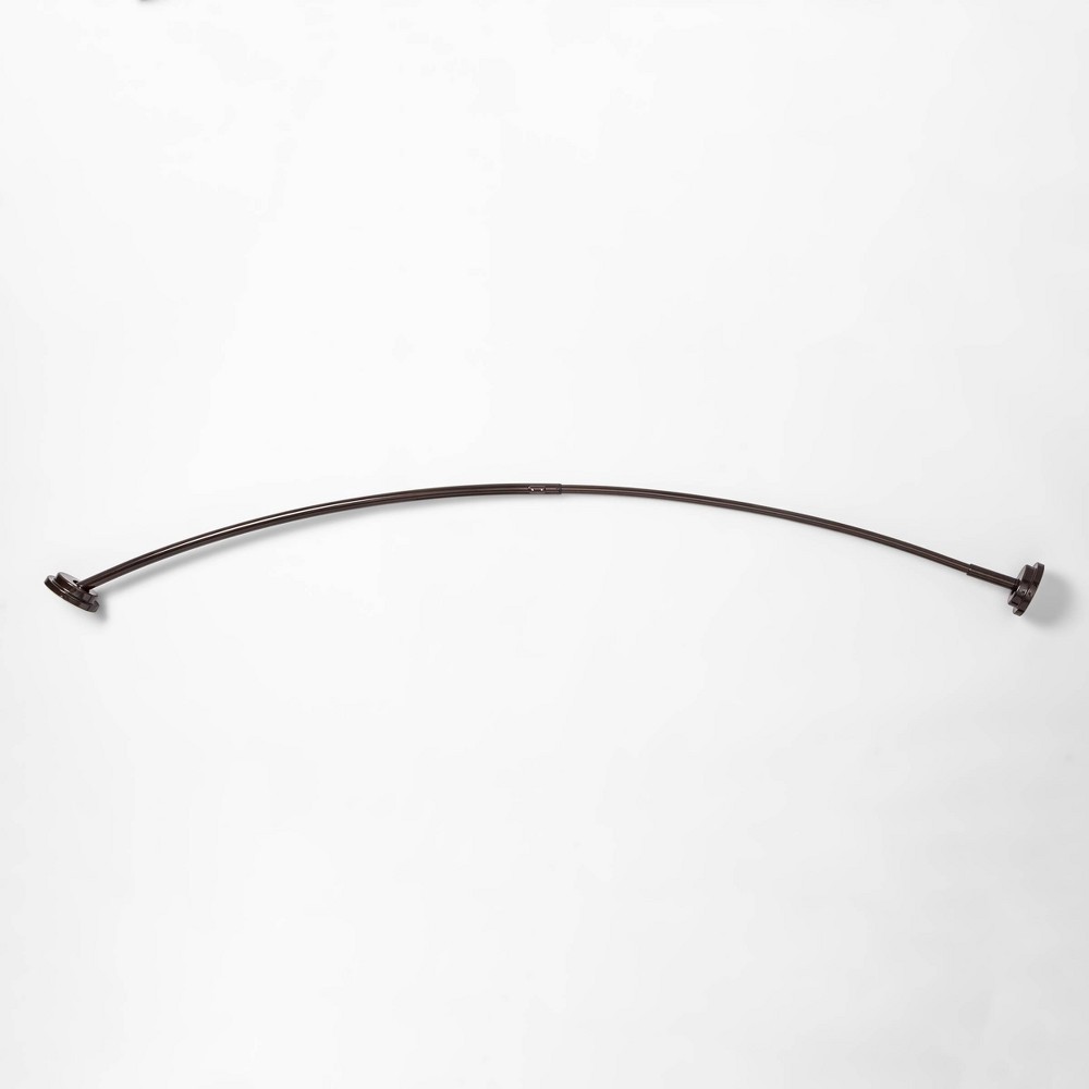 72" Curved Steel Shower Curtain Rod Tension or Permanent Mount With Tiered End Cap Bronze - Made By Design , Adult Unisex