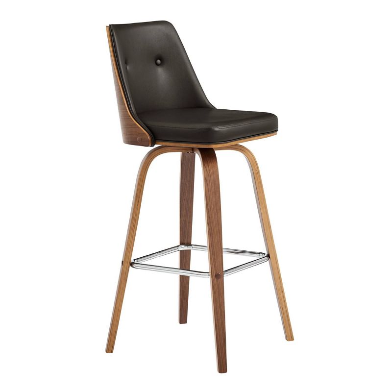30" Nolte Swivel Counter Height Barstool with Faux Leather Walnut Finish Frame - Armen Living, 1 of 12