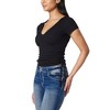 WallFlower Women's Madeline Short Sleeve V-Neck Yummy Rib Top With Ruched Sides - 3 of 4