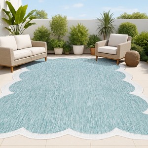 JONATHAN Y Alice Classic Cottage Two-Tone Scalloped Indoor/Outdoor Area Rug - 1 of 4