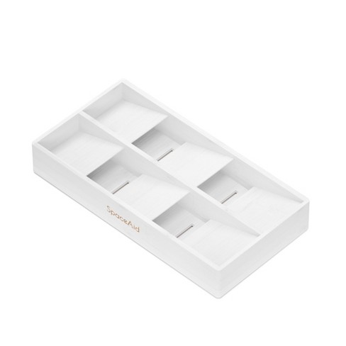 SpaceAid Bamboo Silverware Drawer Organizer with Labels (White, 6 Slots) - image 1 of 4