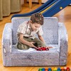Hooseng Toddler Couch, 2-in-1 Glow-in-The-Dark Plush Kids Fold-Out Sofa, Convertible Kids Sofa to Lounger with Straight Armrests for Boys & Girls - 2 of 4