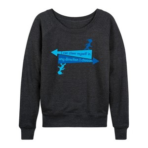 Women's - Dr. Seuss - You Can Steer Yourself Lightweight French Terry Wide Neck Long Sleeve Shirt - 1 of 4