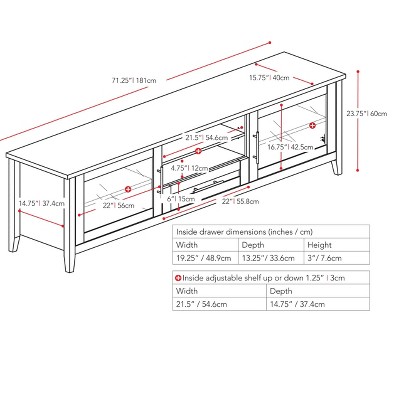 Jackson 71" Black Wood Grain TV Stand with Cabinets