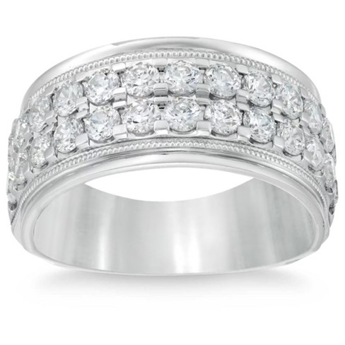 Pompeii3 2ct Men's Diamond Double Row Wedding Ring Polished Band In ...