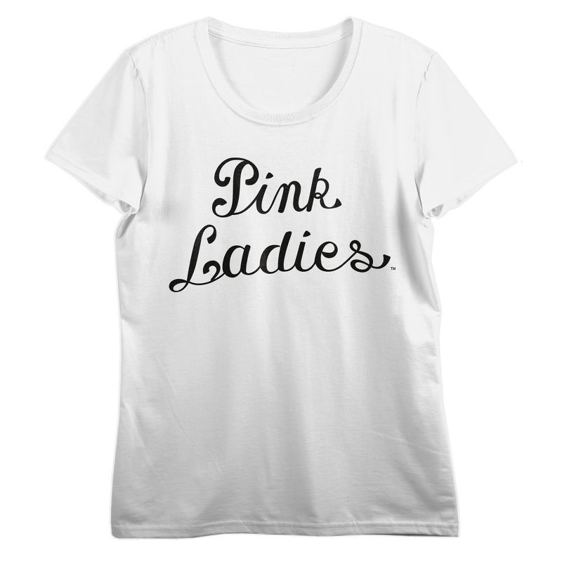 Grease Pink Ladies Logo Crew Neck Short Sleeve White Women's T-shirt, 1 of 3