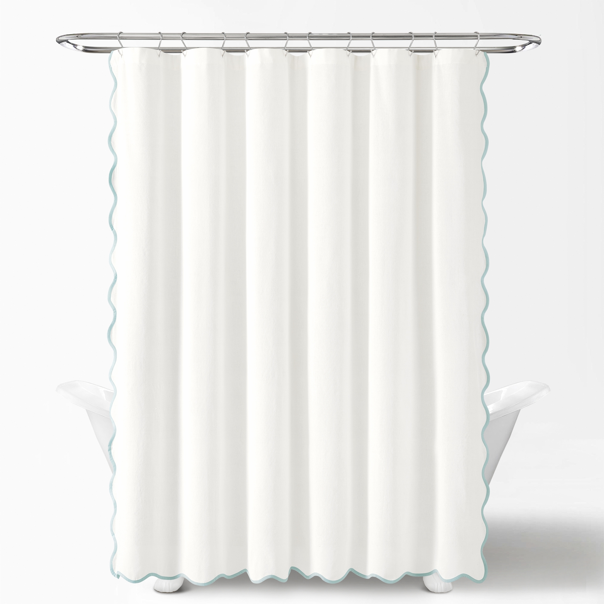 Coastal Chic Scallop Edge Shower Curtain Blue/White Single 72x72