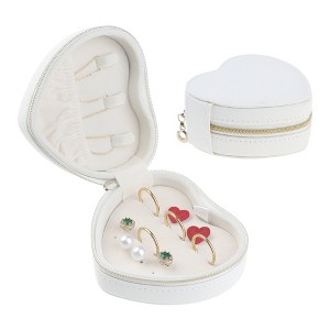 Unique Bargains Travel Mini Heart-shaped Portable PU Leather Jewelry Organizer Case - 1 of 4