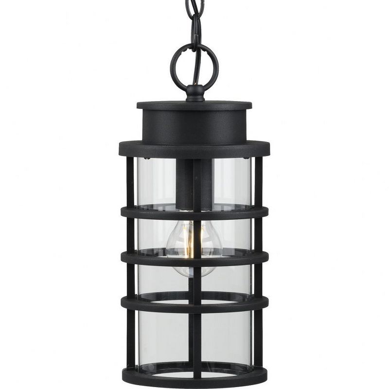 Progress Lighting, Port Royal, 1-Light Outdoor Hanging Lantern, Black, Clear Glass Shade, 1 of 5