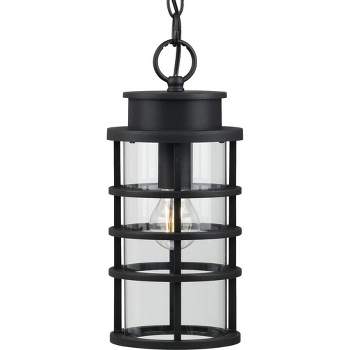 Progress Lighting, Port Royal, 1-Light Outdoor Hanging Lantern, Black, Clear Glass Shade