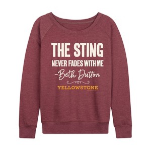 Women's - Yellowstone - The Sting Never Fades Lightweight French Terry Wide Neck Long Sleeve Shirt - 1 of 4