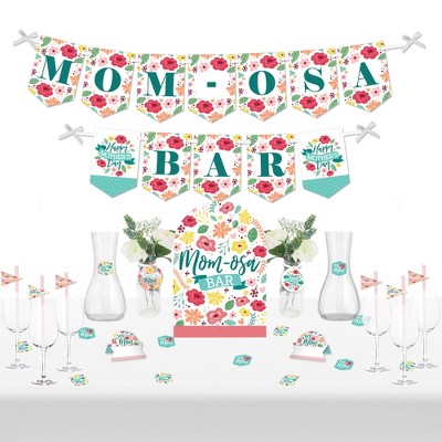 Big Dot of Happiness Colorful Floral Happy Mother's Day - DIY We Love Mom Party Mimosa Bar Signs - Drink Bar Decorations Kit - 50 Pieces