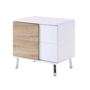 Acme Furniture Verux 22" Accent Tables White High Gloss: Modern Rectangular with Tapered Legs & Storage Drawer - 1 of 4
